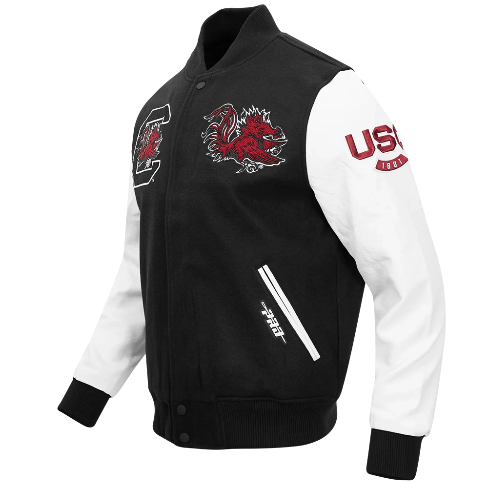 Alternative view of South Carolina State Bulldogs Classic Black/White Wool & Leather Varsity Jacket