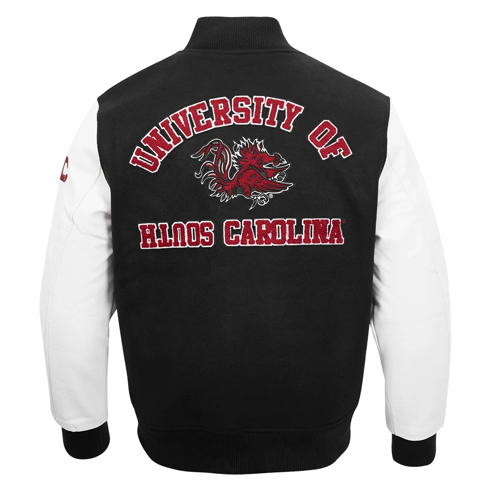 South Carolina State Bulldogs Classic Black/White Wool & Leather Varsity Jacket - Image 4