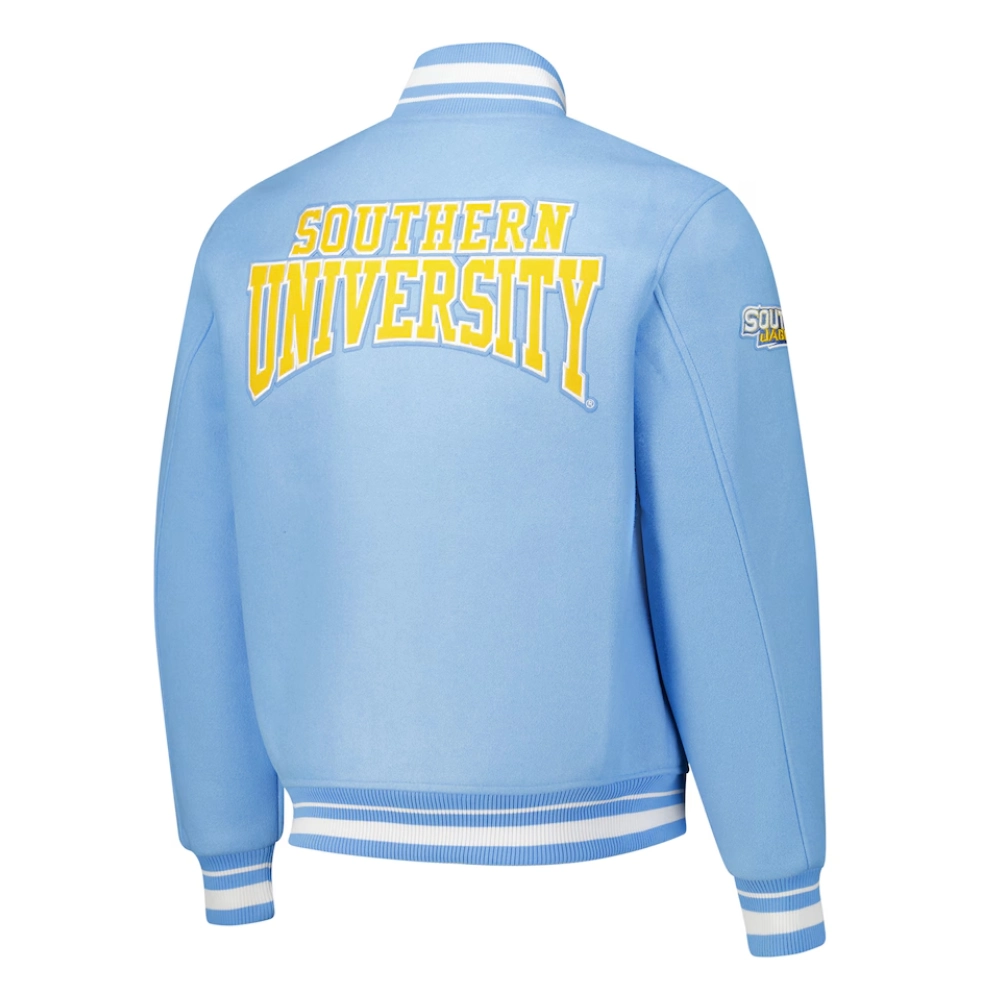 Alternative view of Southern Jaguars Crest Emblem Blue Wool Varsity Jacket