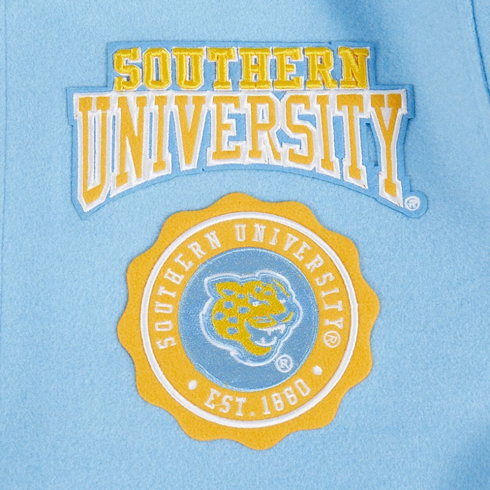 Southern Jaguars Crest Emblem Blue Wool Varsity Jacket - Image 6
