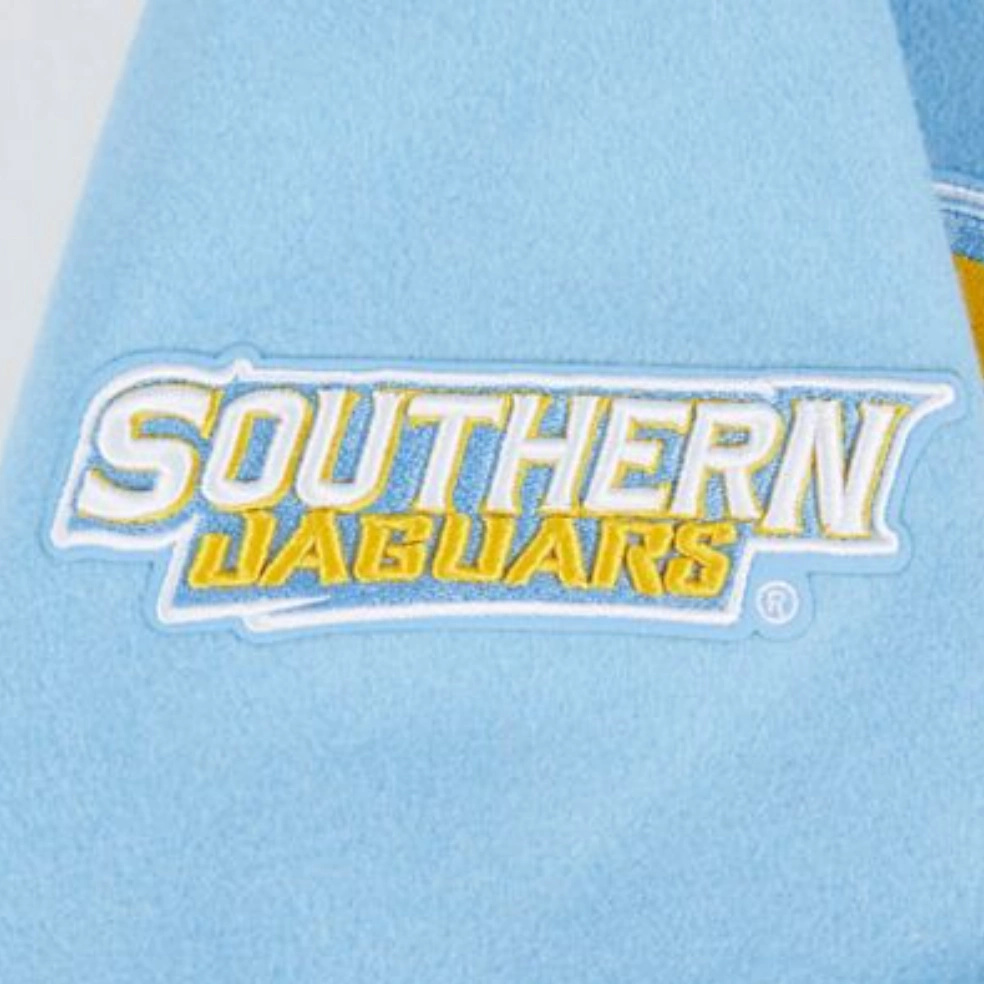 Southern Jaguars Crest Emblem Blue Wool Varsity Jacket - Image 9