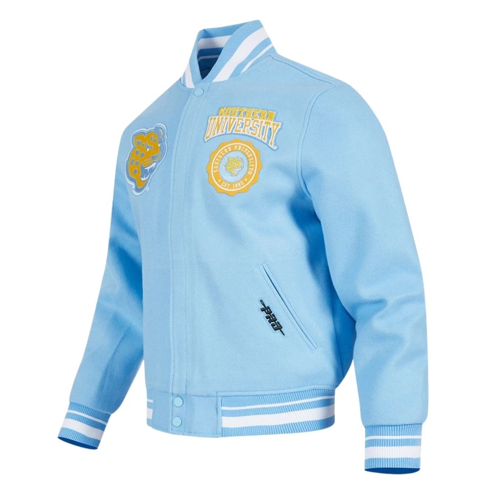 Southern Jaguars Crest Emblem Blue Wool Varsity Jacket - Image 4