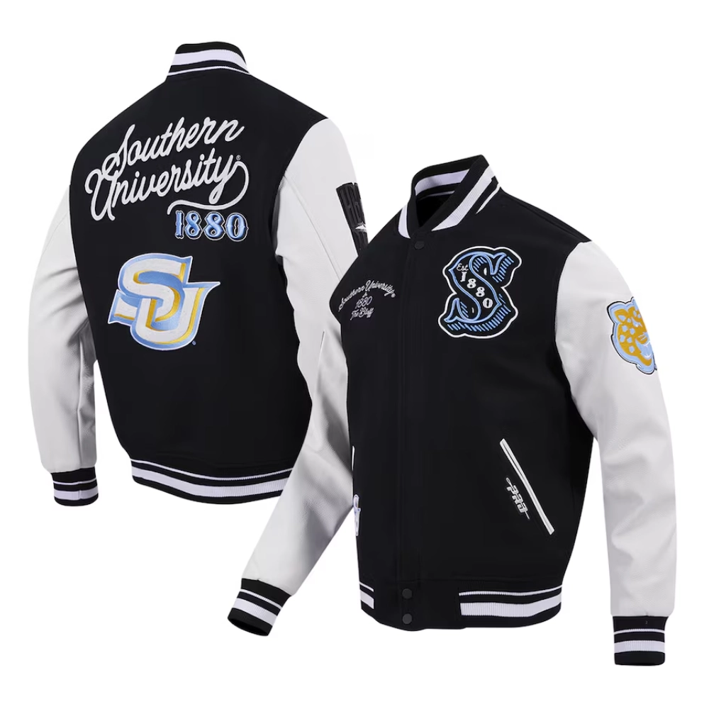 Southern Jaguars HBCU Vintage Wool & Leather Varsity Jacket - Image 5