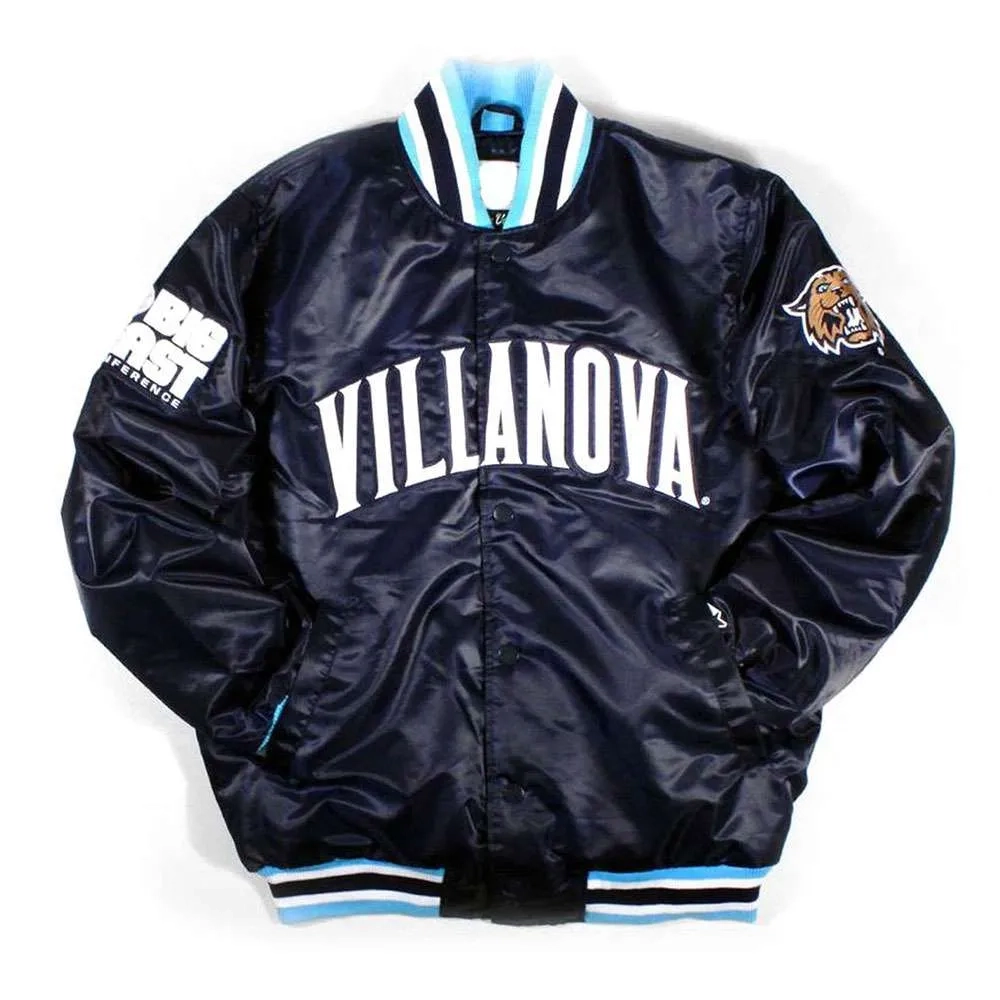 Villanova Wildcats Vintage Full-Snap Navy Satin Varsity Jacket