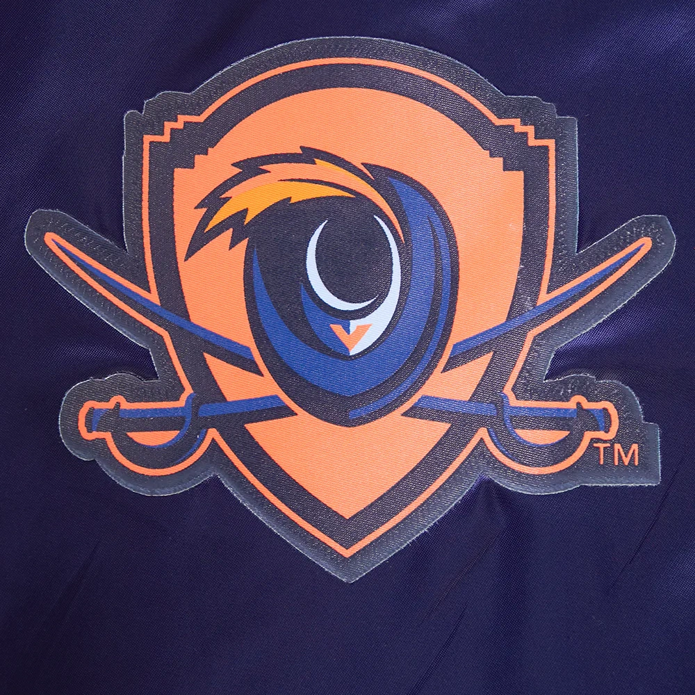 Virginia Cavaliers Classic Rib Knitted Navy Satin Varsity Jacket - Image 6