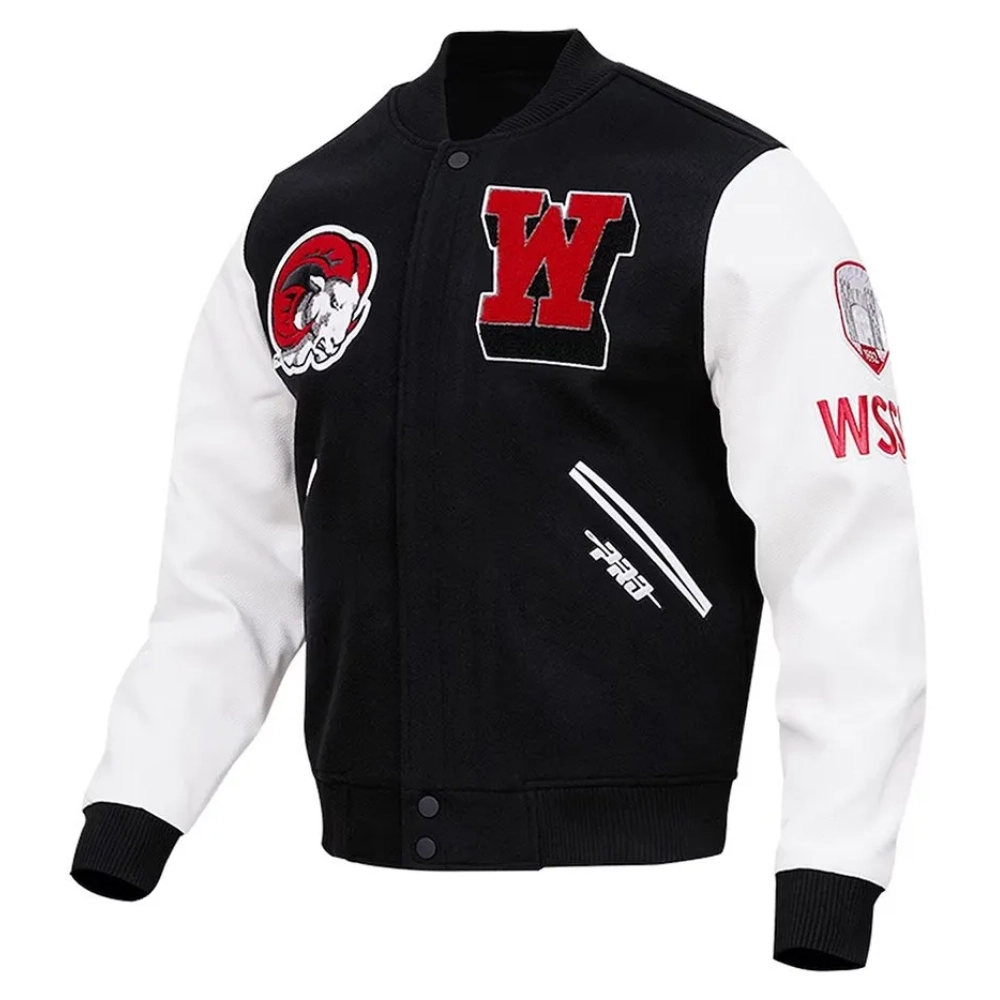 Winston-Salem State Rams Classic Black/White Wool & Leather Varsity Jacket