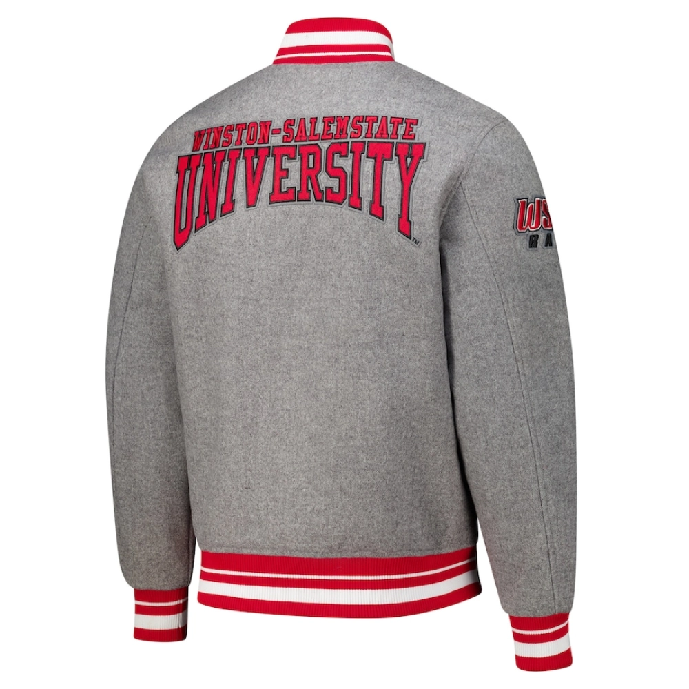 Alternative view of Winston-Salem State Rams Grey Crest Emblem Wool Varsity Jacket
