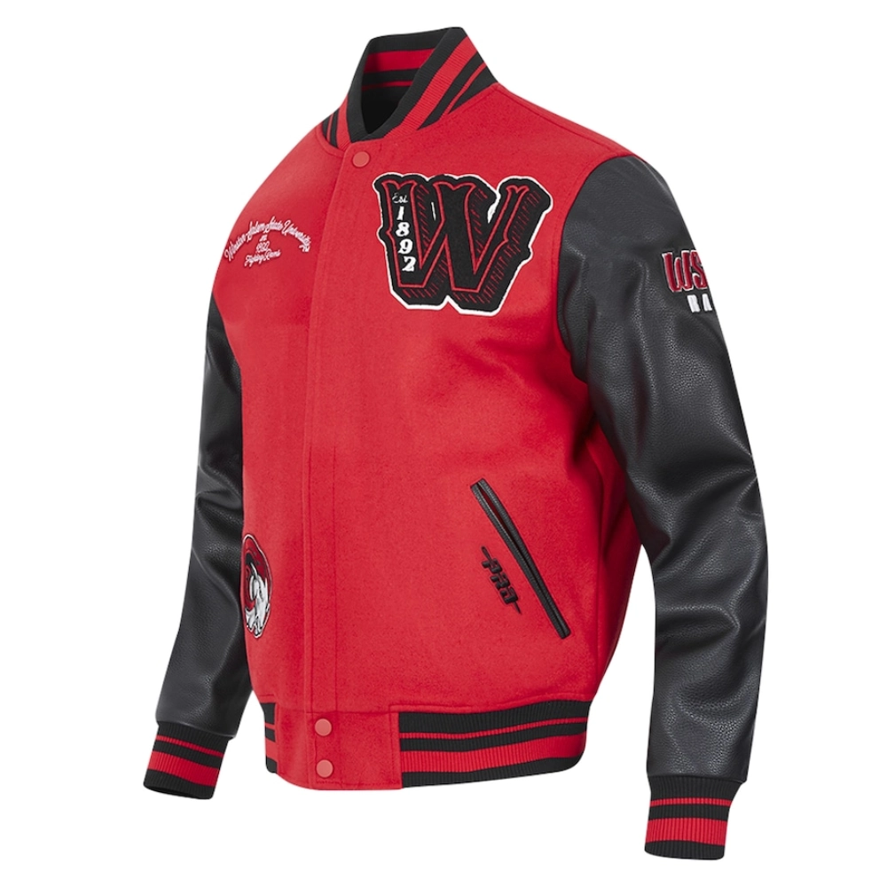 Alternative view of Winston-Salem State Rams HBCU Vintage Red/Black Wool & Leather Varsity Jacket