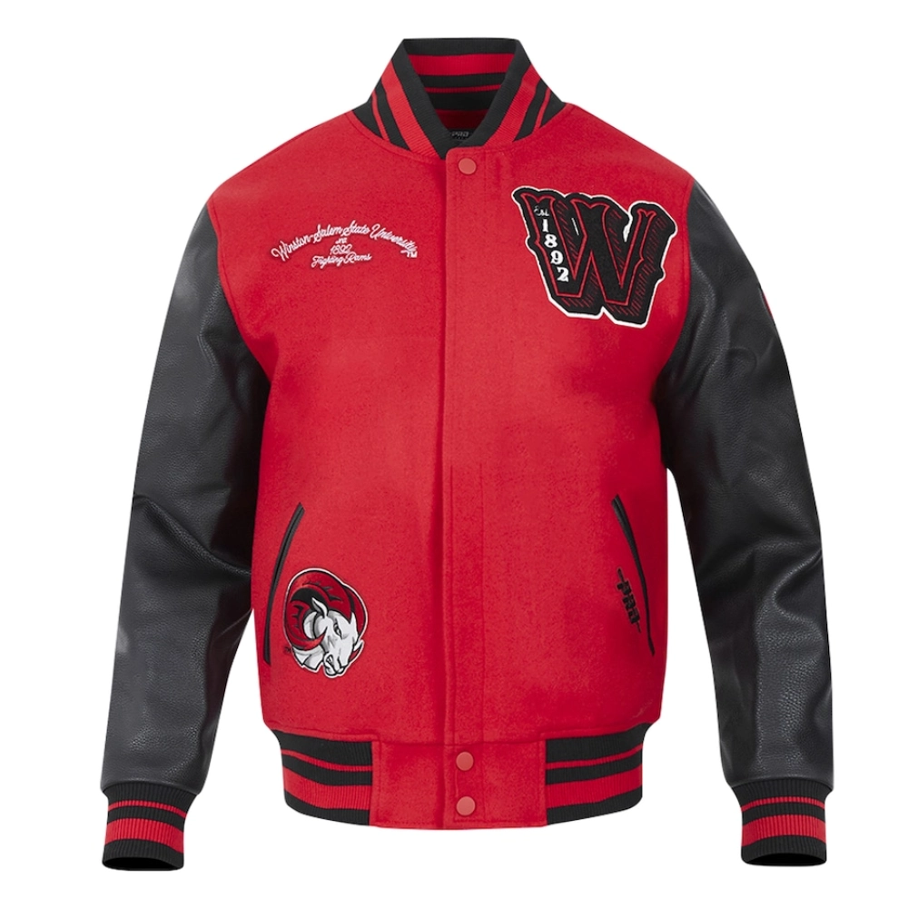 Winston-Salem State Rams HBCU Vintage Red/Black Wool & Leather Varsity Jacket