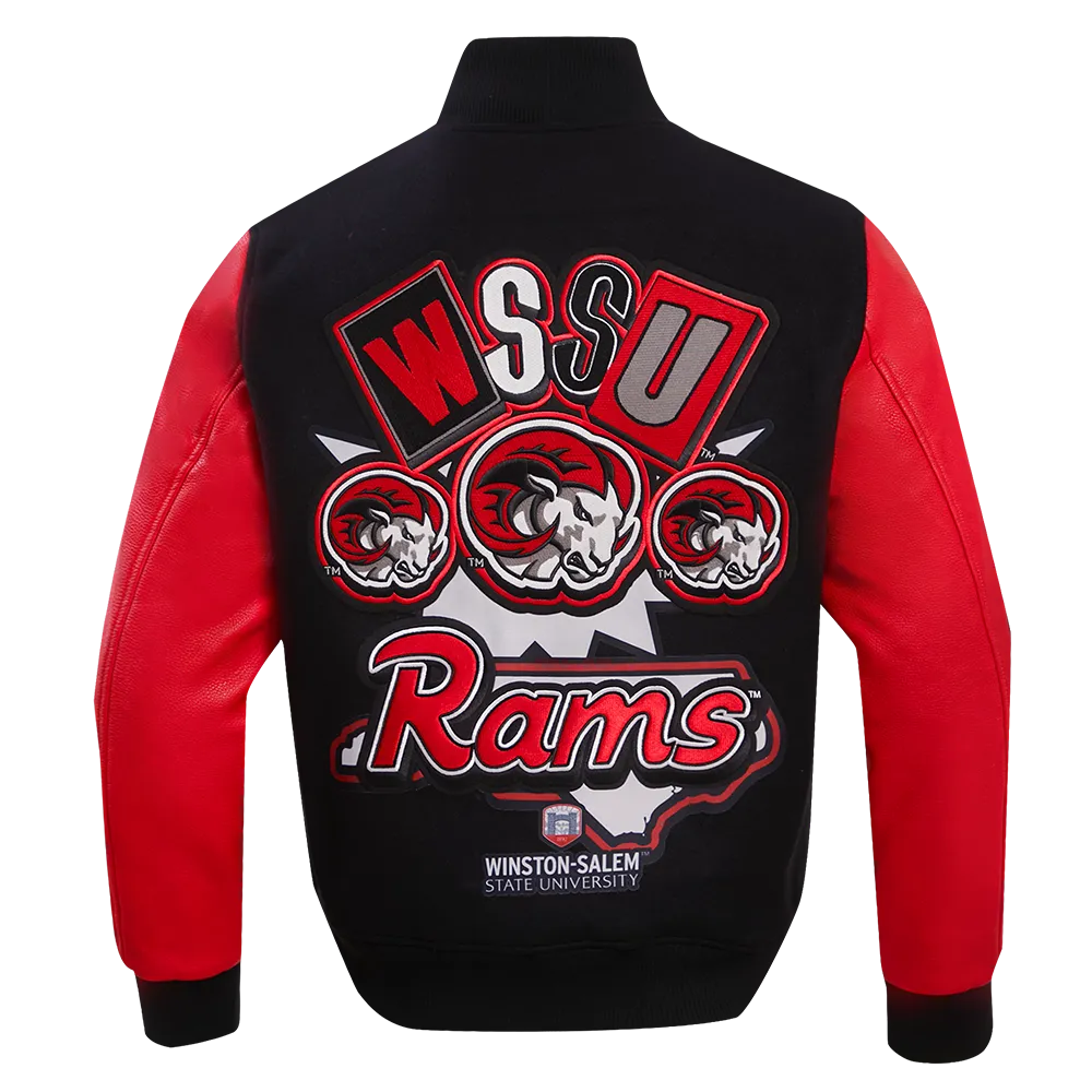 Winston-Salem State Rams Homecoming Winston Red Wool & Leather Varsity Jacket - Image 4