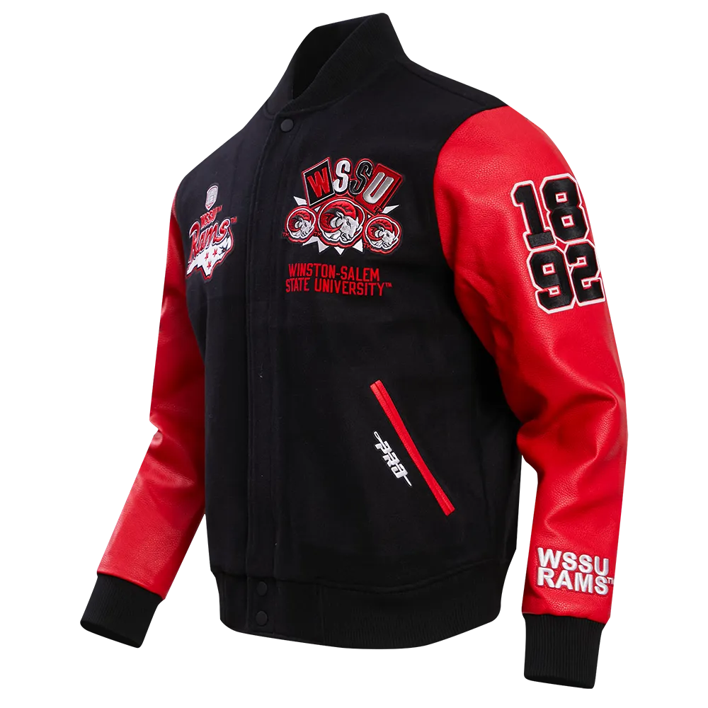 Alternative view of Winston-Salem State Rams Homecoming Winston Red Wool & Leather Varsity Jacket