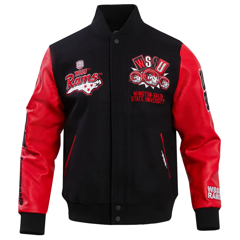 Winston-Salem State Rams Homecoming Winston Red Wool & Leather Varsity Jacket