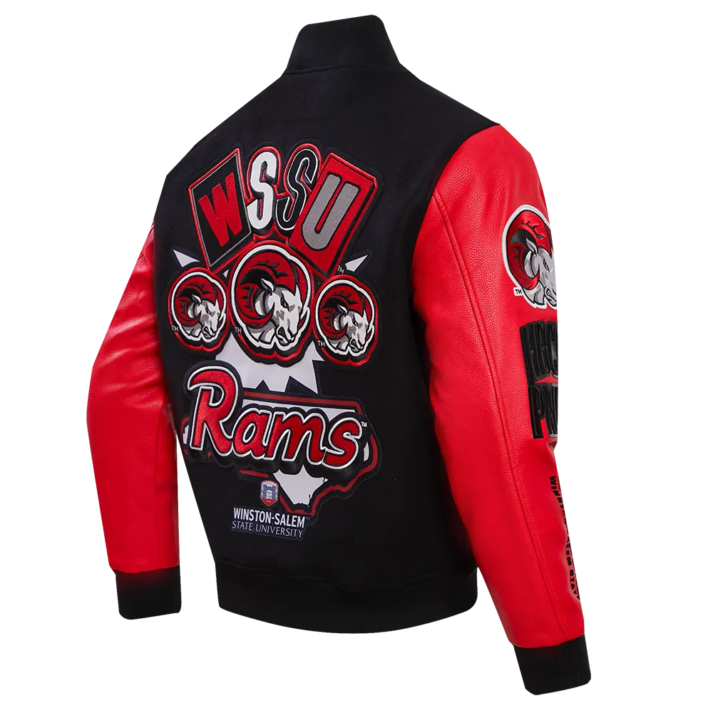 Winston-Salem State Rams Homecoming Winston Red Wool & Leather Varsity Jacket - Image 3