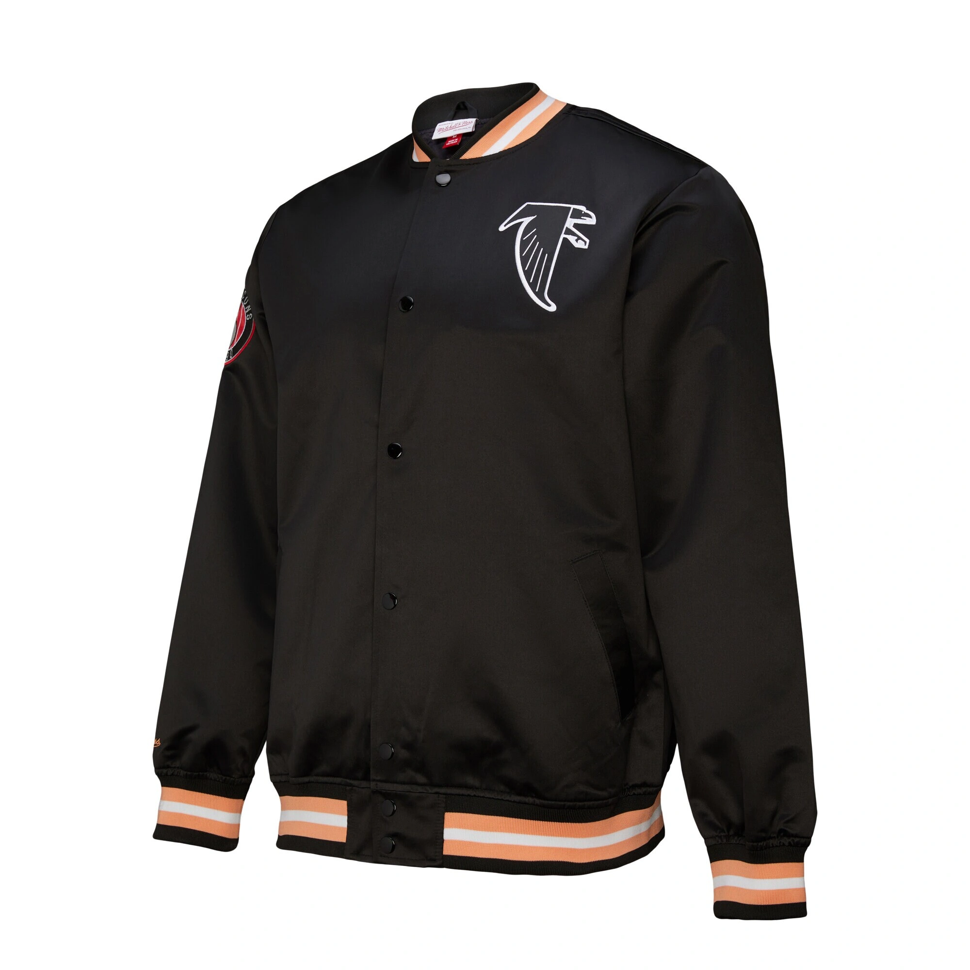 Atlanta Falcons Double Down Black Satin Varsity Jacket