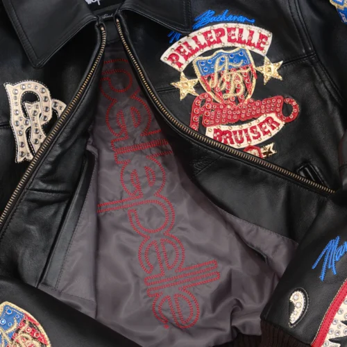 Pelle Pelle American Bruiser Plush Black Women's Crop Leather Jacket - Image 4