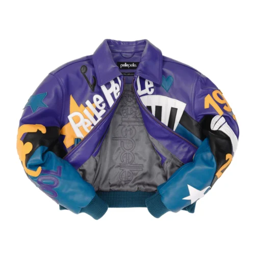 Pelle Pelle 50 Years Of Hip Hop Women's Crop Purple Leather Jacket - Image 3