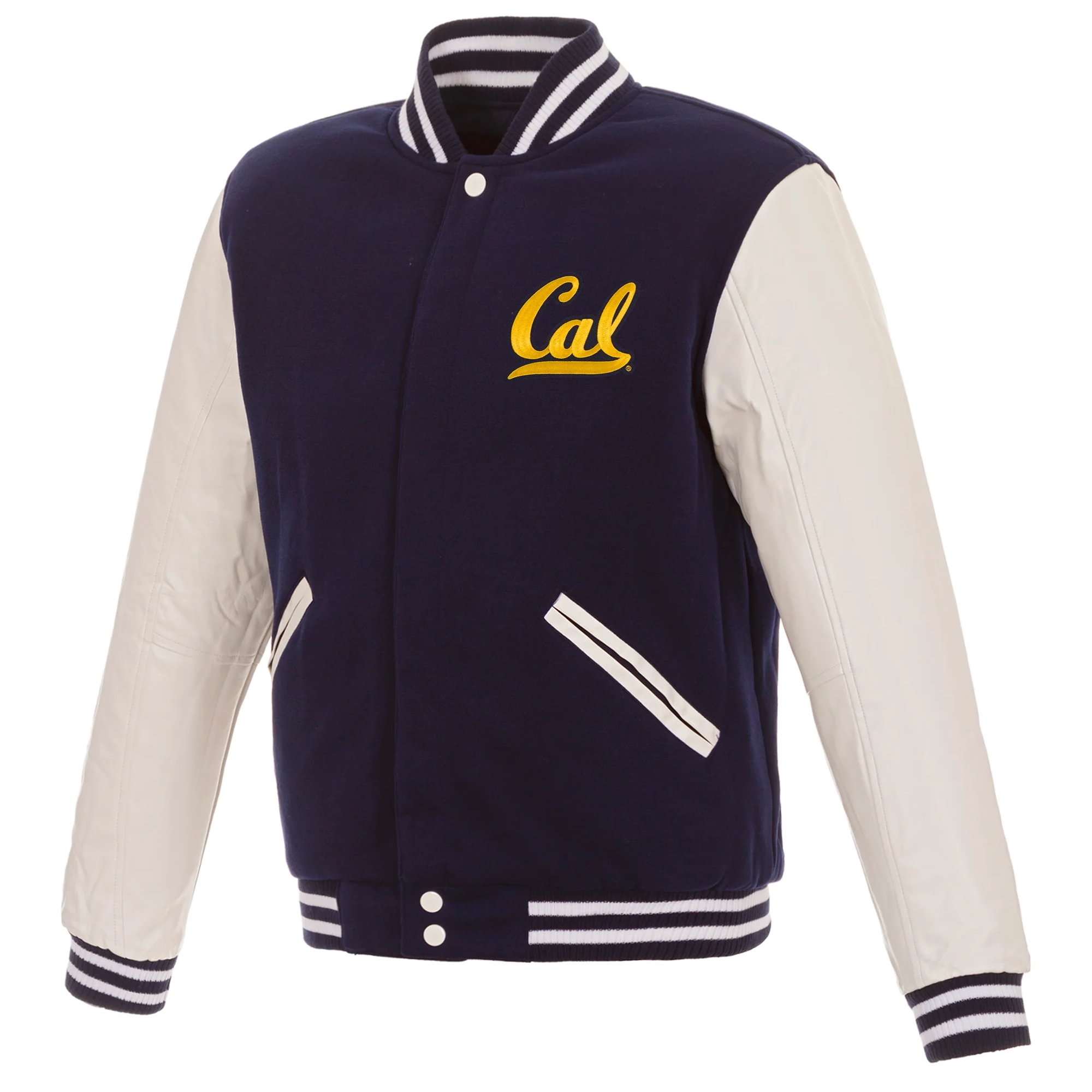 California Golden Bears Two Tone Navy/White Wool & Leather Varsity Jacket