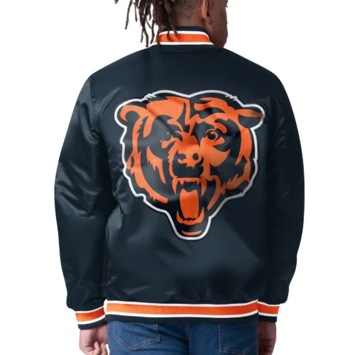 Alternative view of Chicago Bears Closer Navy Satin Varsity Jacket