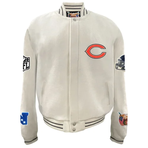 Chicago Bears White Full Wool Varsity Jacket