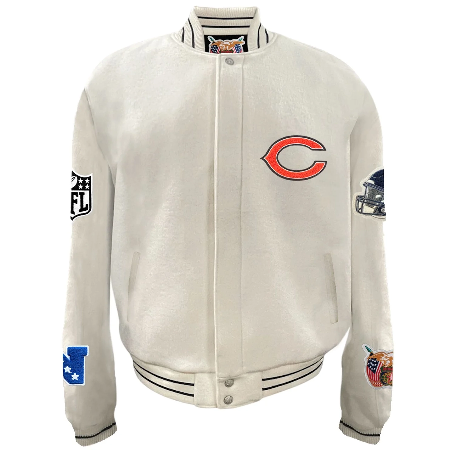 Chicago Bears White Full Wool Varsity Jacket