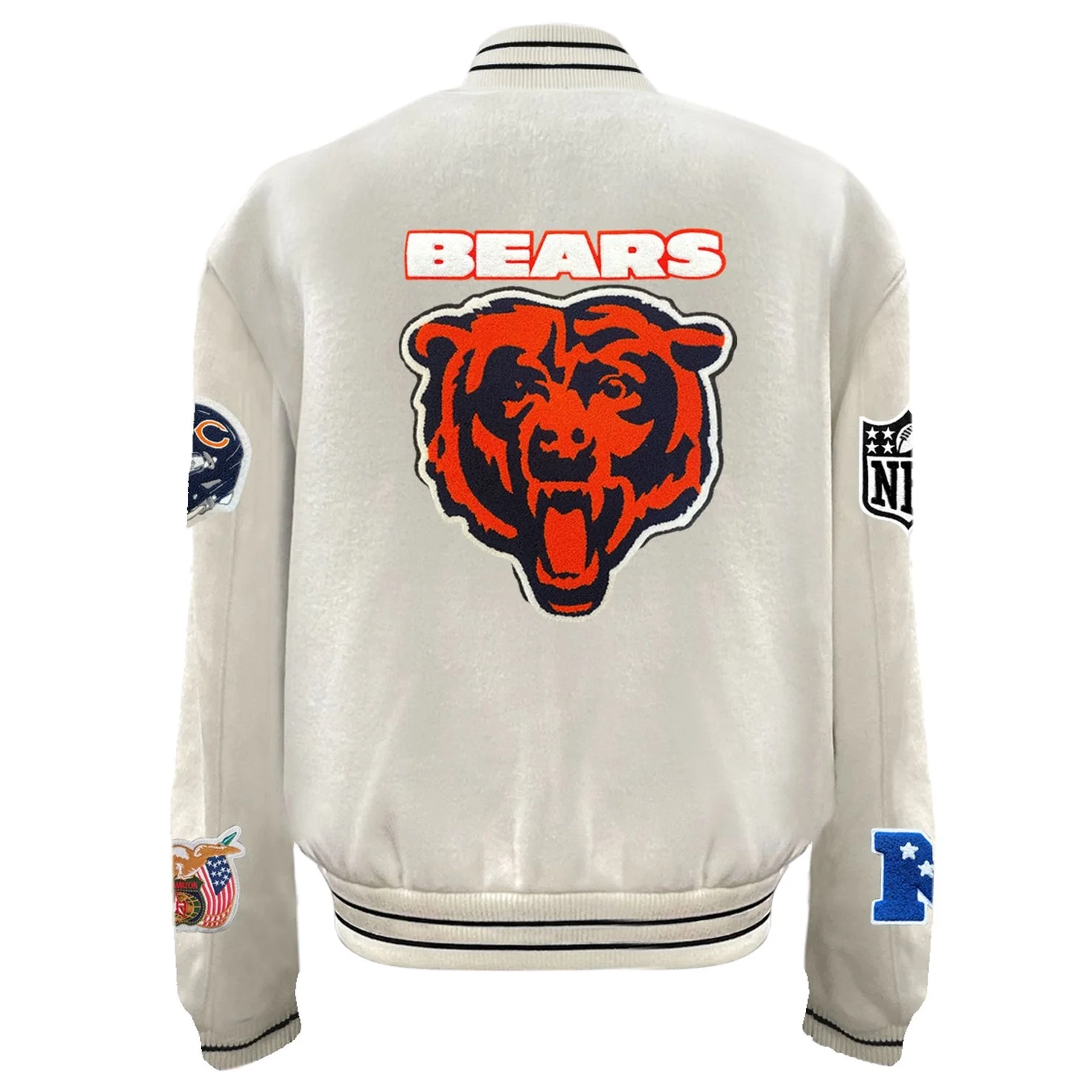 Chicago Bears White Full Wool Varsity Jacket - Image 2