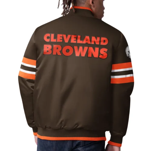 Alternative view of Cleveland Browns Scout Brown Satin Varsity Jacket