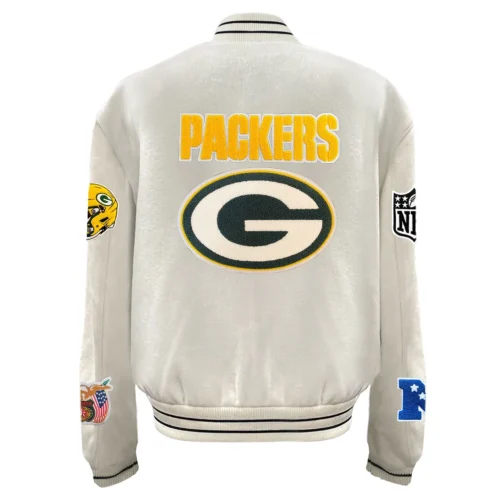 Alternative view of Green Bay Packers White Full Wool Varsity Jacket