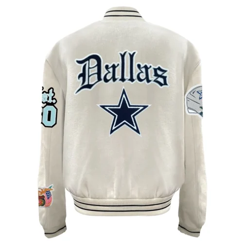 Alternative view of Dallas Cowboys Old English White Full Wool Varsity Jacket