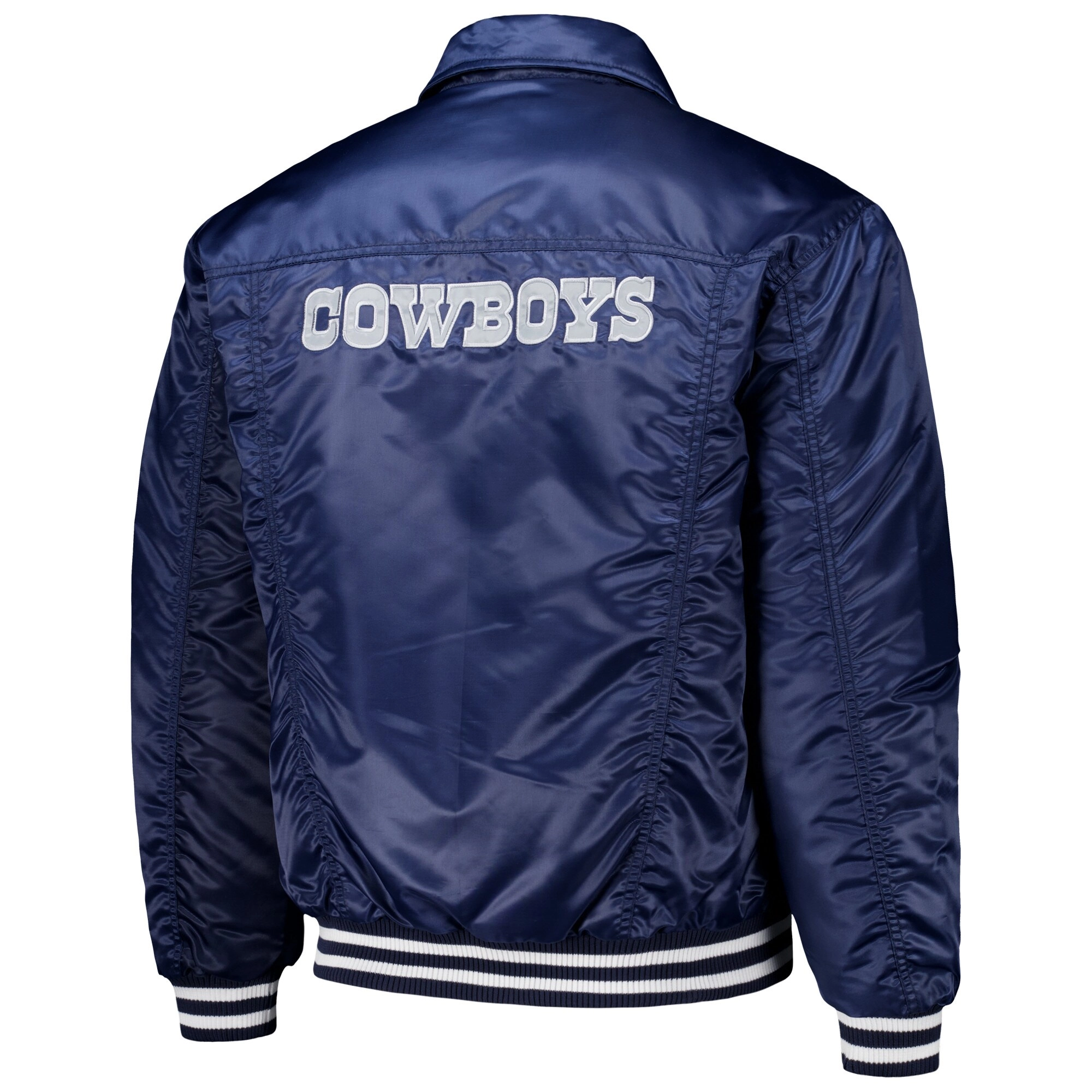 Dallas Cowboys Silver Label Trucker Navy Varsity Jacket - Image 2
