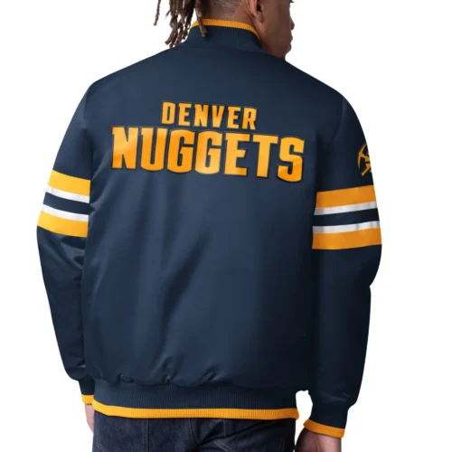 Alternative view of Denver Nuggets Scout Navy Satin Varsity Jacket
