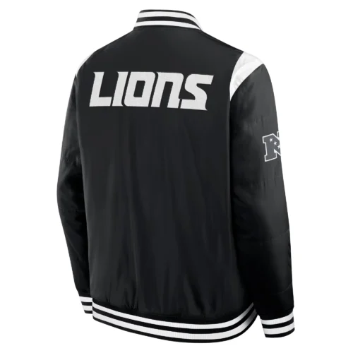 Alternative view of Detroit Lions Elements Elite Black Full-Snap Satin Varsity Jacket