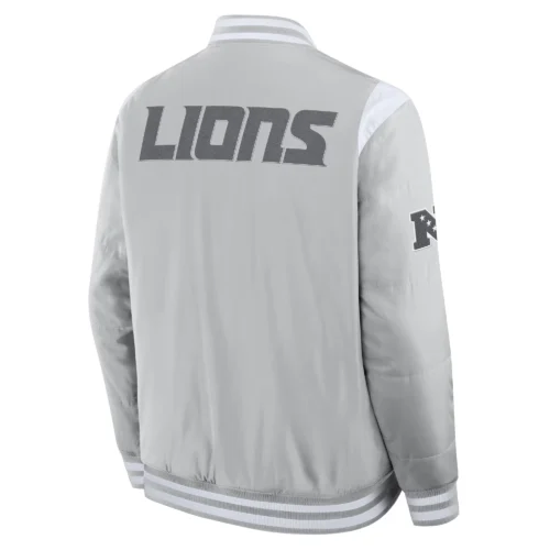 Alternative view of Detroit Lions Elements Elite Gray Full-Snap Satin Varsity Jacket