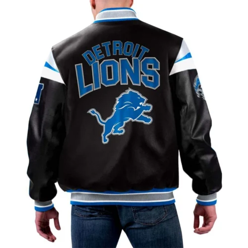 Alternative view of Detroit Lions Full Black Full-Zip Leather Varsity Jacket