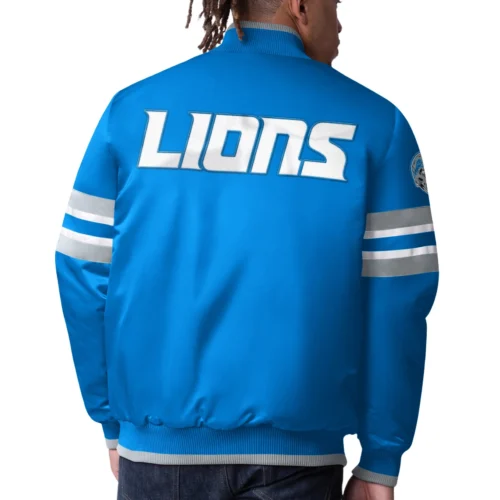 Alternative view of Detroit Lions Scout Blue Satin Varsity Jacket