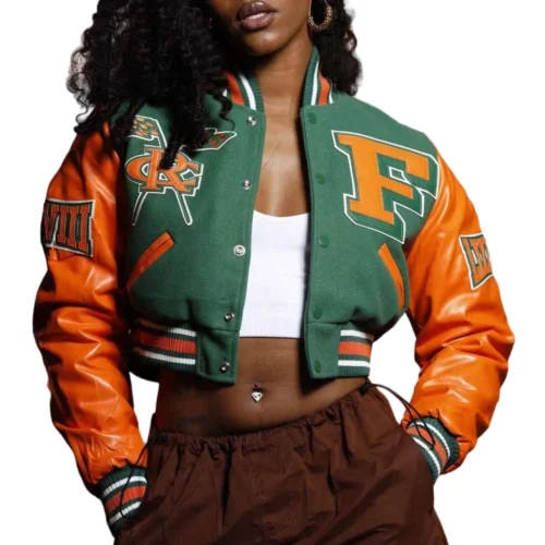 Women’s Florida A&M Rattlers Remix Wool & Leather Varsity Jacket