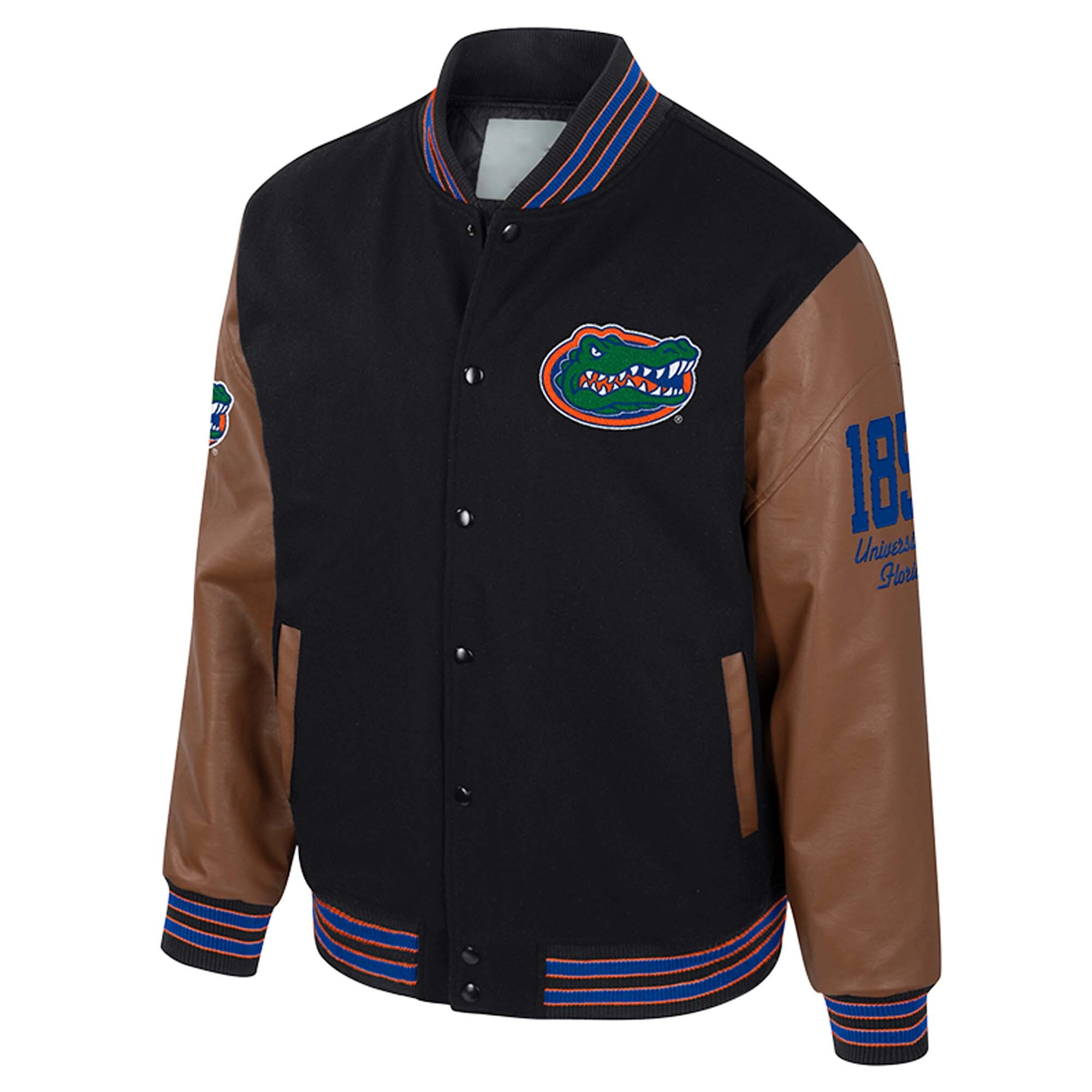 Florida Gators Colosseum Letterman Wool & Leather Full-Snap Black/Brown Varsity Jacket