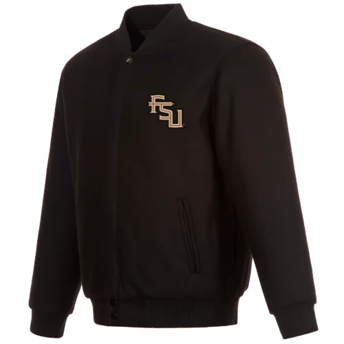 Florida State Seminoles One Color Full Wool Black Varsity Jacket