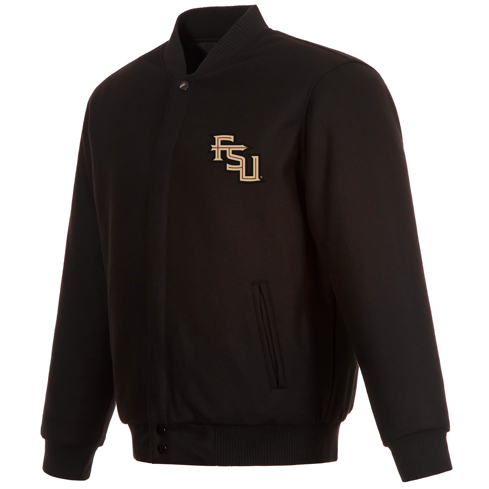 Florida State Seminoles One Color Full Wool Black Varsity Jacket