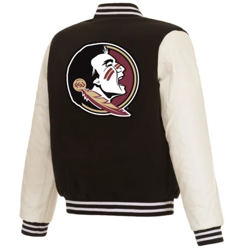 Alternative view of Florida State Seminoles Two Tone Black/White Wool & Leather Varsity Jacket
