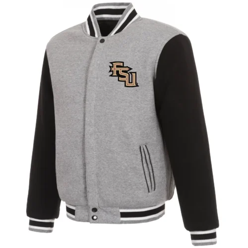 Florida State Seminoles Two Tone Full Wool Gray/Black Varsity Jacket