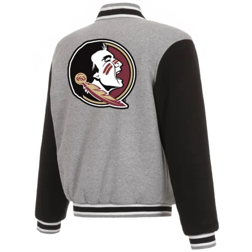 Alternative view of Florida State Seminoles Two Tone Full Wool Gray/Black Varsity Jacket