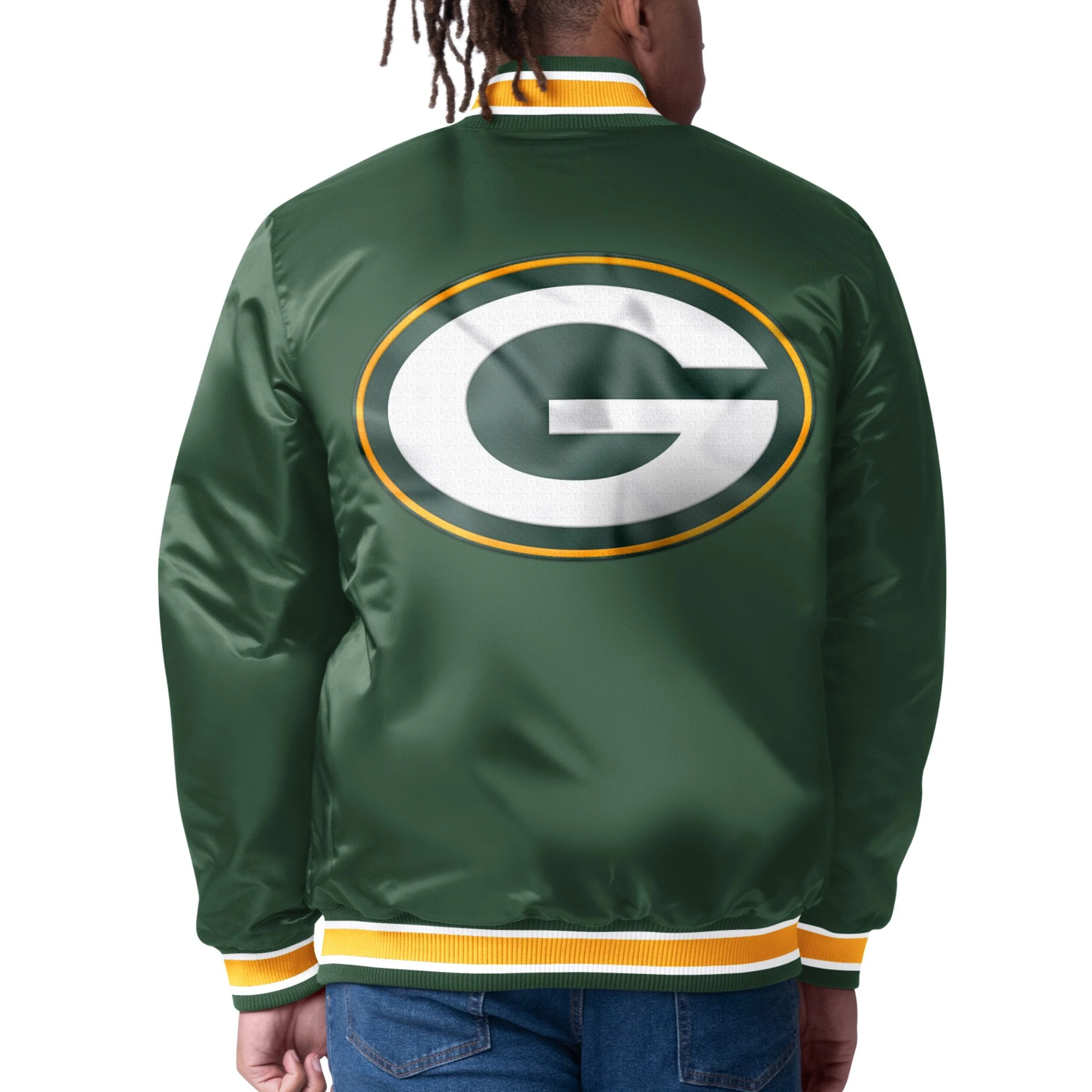 Green Bay Packers Closer Green Satin Varsity Jacket - Image 2