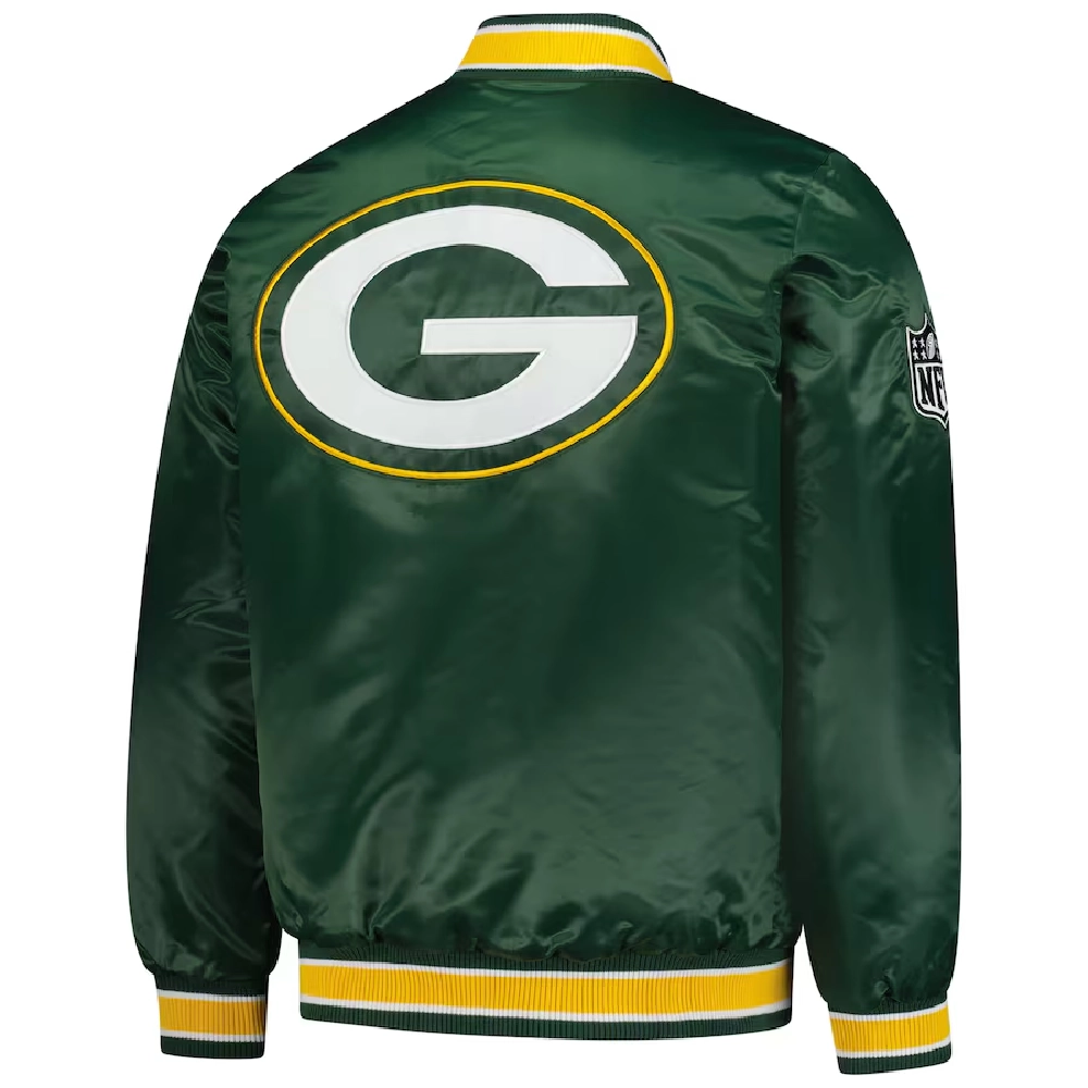 Green Bay Packers Closer Green Satin Varsity Jacket - Image 4