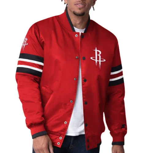 Houston Rockets Scout Red Satin Varsity Jacket