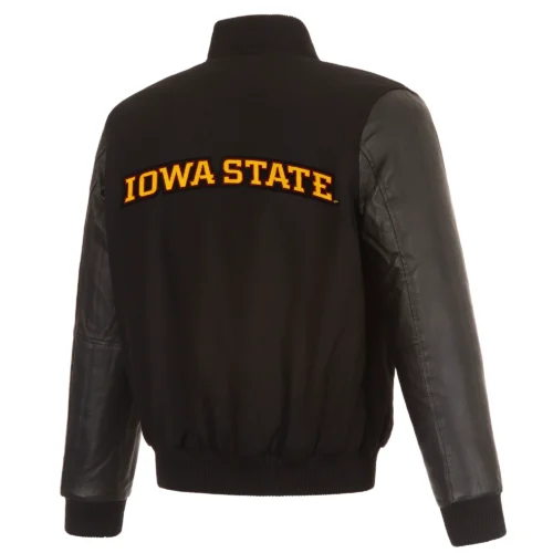 Alternative view of Iowa State Cyclones One Color Black Wool & Leather Varsity Jacket