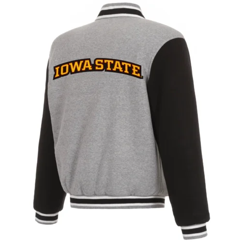 Alternative view of Iowa State Cyclones Two Tone Full Wool Gray/Black Varsity Jacket