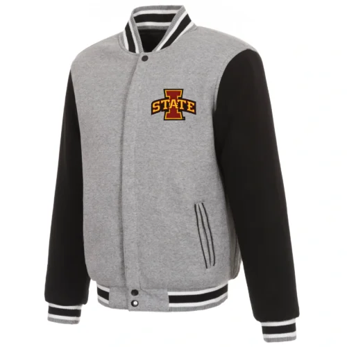 Iowa State Cyclones Two Tone Full Wool Gray/Black Varsity Jacket