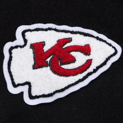 Kansas City Chiefs Blackout Vintage Logo Black Wool & Leather Varsity Jacket - Image 4