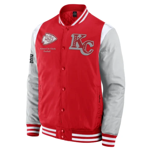 Kansas City Chiefs Elements Elite Red/Grey Full-Snap Satin Varsity Jacket