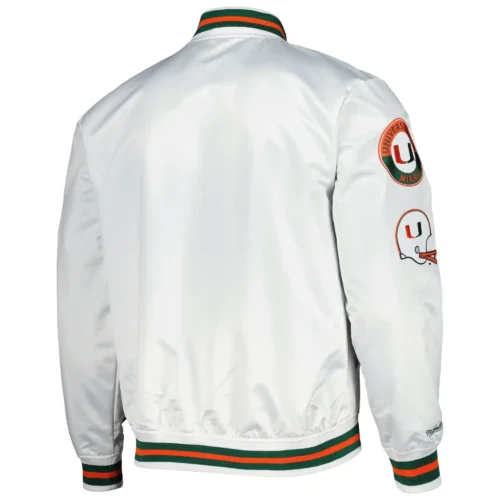 Alternative view of Miami Hurricanes City Collection White Satin Varsity Jacket